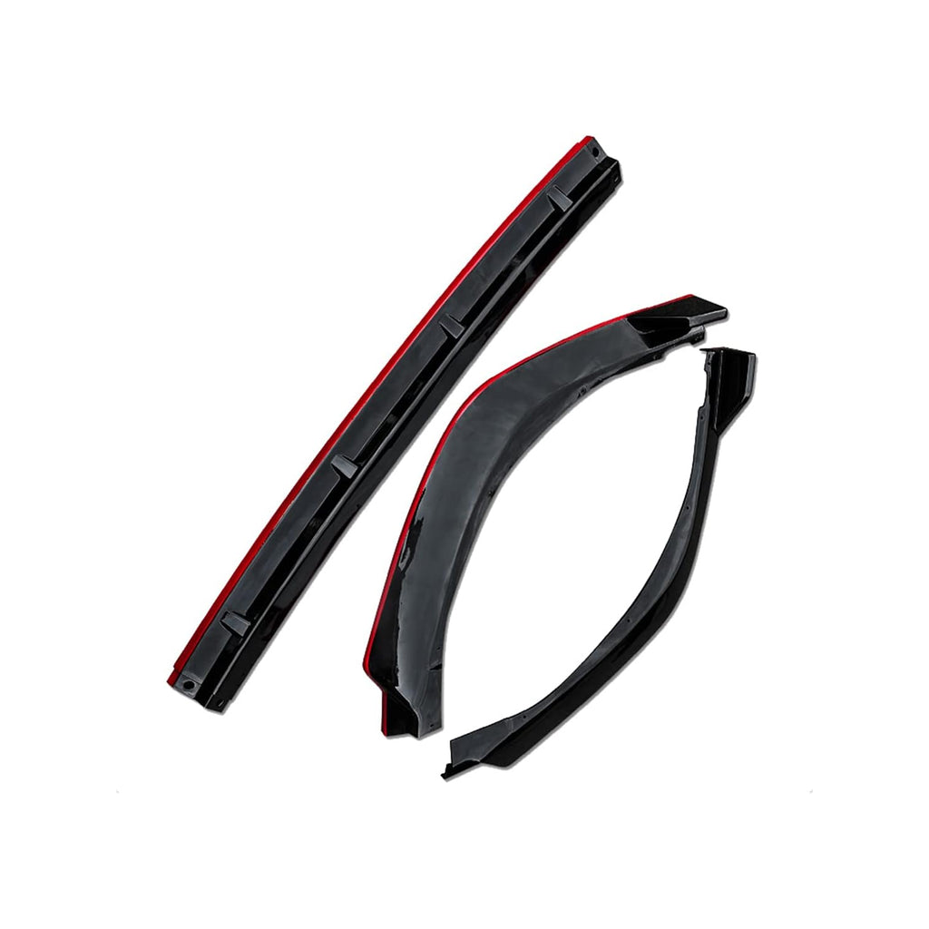 Compatibility with 2021-2022 Camry XLE LE Front Bumper Lip Front Chin Lip Spoiler Splitter Gloss Black with Red Line 3PCS