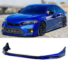 Load image into Gallery viewer, Front Lip Compatibility with 2022-2024 Civic Yofer Style Front Bumper Chin Lip Splitter Spoiler Kit Black Aegean Blue