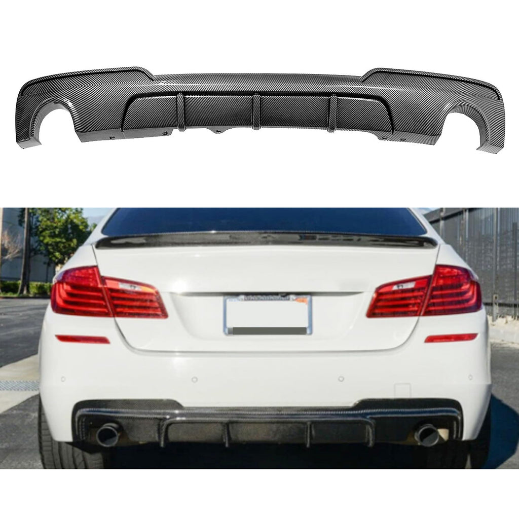Rear Diffuser Compatibility with 2011-2016 5 Series F10 535i M Sport MP Style Rear Bumper Chin Lip Spoiler Splitter (Carbon Fiber Style)