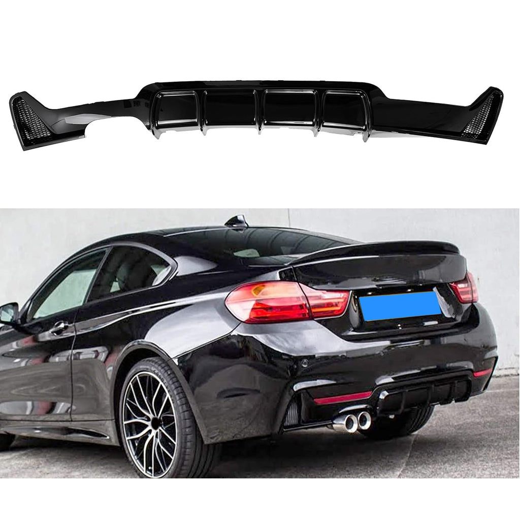 Rear Diffuser Compatibility with 2014-2020 4 Series F32 F33 F36 420i 420d 428i 430i M Sport Rear Bumper Diffuser Lip Single Exhaust Two Outlet Spoiler Splitter (Gloss