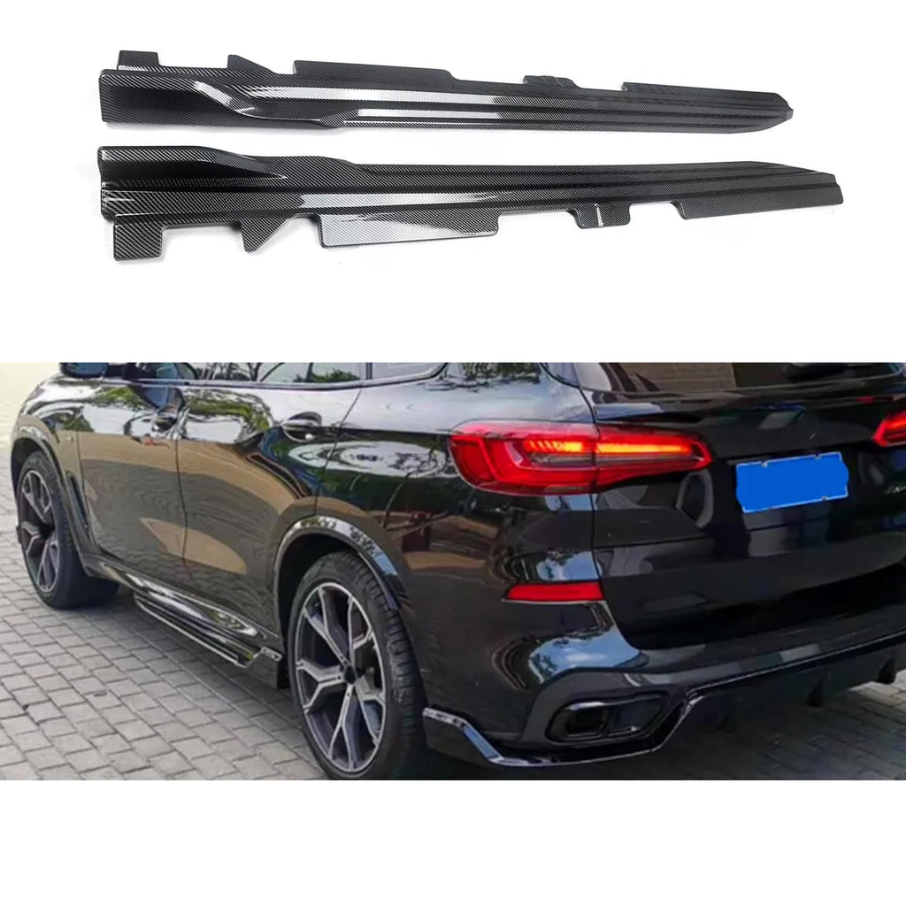 Side Skirts Compatibility with 2018-2023 X3 X3M G01 X4 X4M G02 Rocker Panel Door Extension Lips Pair Diffuser Bumper Lip Splitter (Carbon Fiber Style)