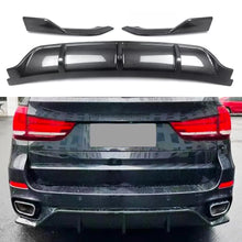 Load image into Gallery viewer, Rear Diffuser Compatibility with 2014-2018 X5 F15 Rear Bumper Chin Diffuser Kit Spoiler Splitter (Carbon Fiber Style)