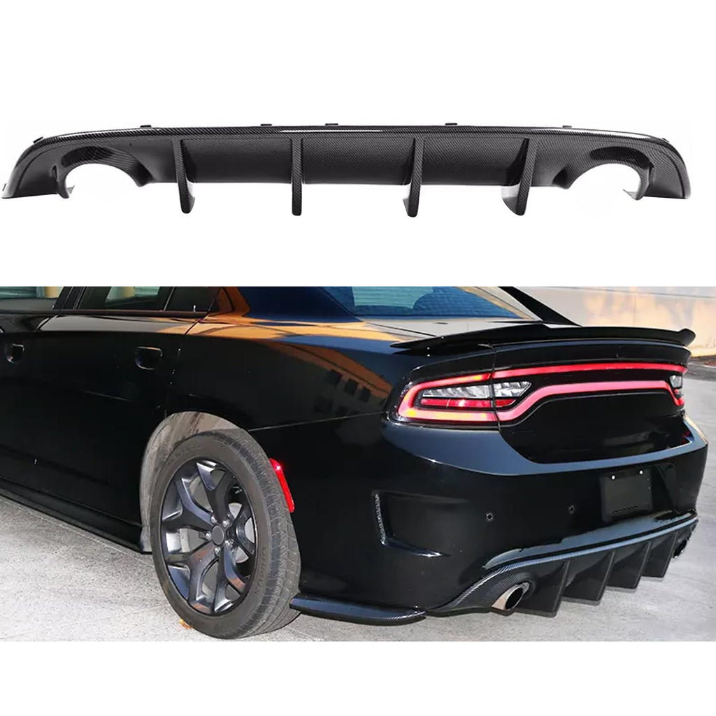 Rear Diffuser Compatibility with 2015-2024 Charger SRT Non-Widebody Models Rear Bumper Chin Diffuser Kit Spoiler Splitter (Carbon Fiber Style)