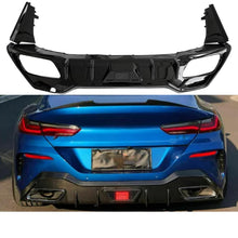 Load image into Gallery viewer, Rear Diffuser Compatibility with 2019-2023 8 Series G16 M Sport 4 Door Rear Bumper Chin Diffuser Kit Spoiler Splitter with Light (Gloss Black)