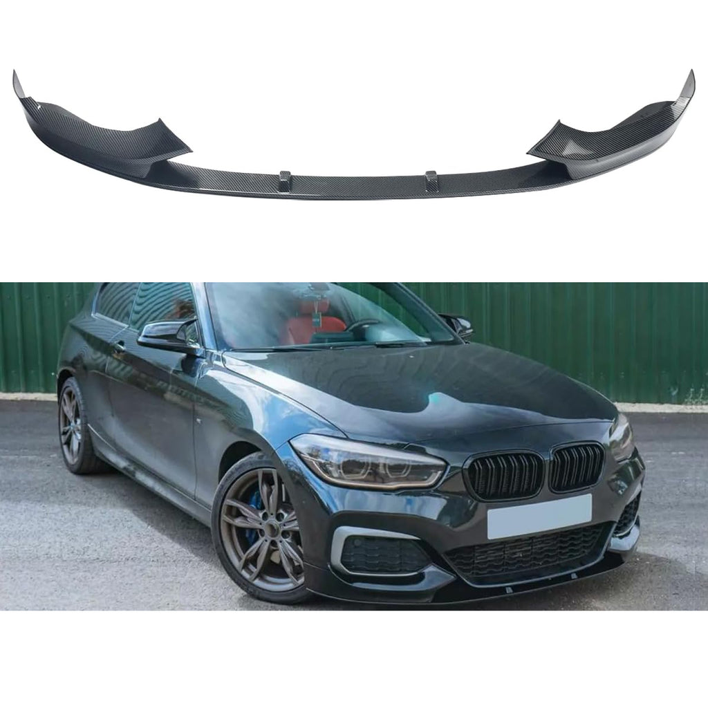 For 2015-2019 1 Series F20 F21 M Sport MP Styel Front Bumper Chin Lip Splitter Spoiler Kit (Carbon Fiber)