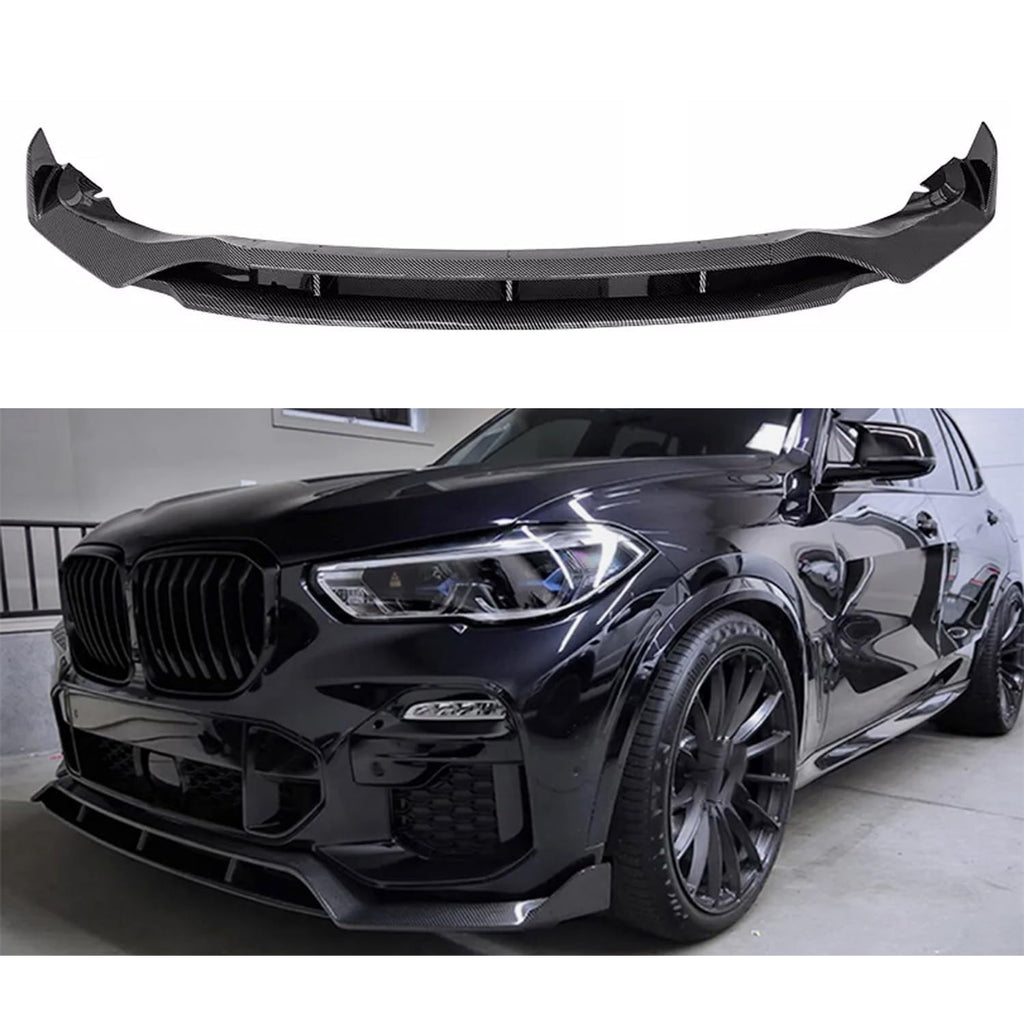 For 2019-2023 X5 G05 M Sport Front Bumper Lower Valance Chin Lip Splitter Spoiler Kit (Carbon Fiber)