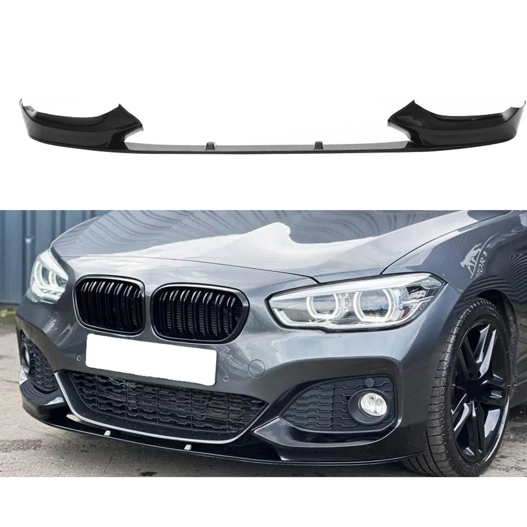 For 2015-2019 1 Series F20 F21 M Sport MP Styel Front Bumper Chin Lip Splitter Spoiler Kit (Gloss Black)