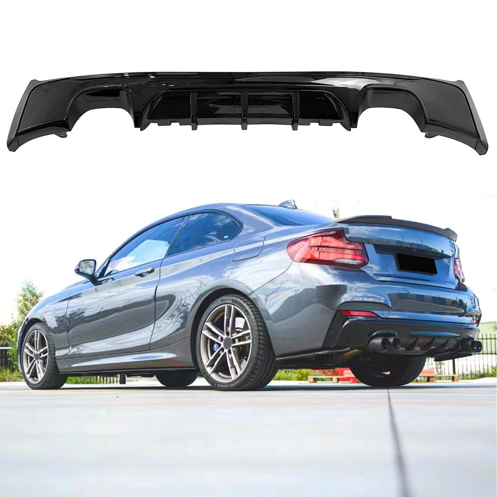 Rear Diffuser Compatibility with 2014-2020 2 Series F22 F23 M Sport Rear Bumper Lip Diffuser Lower Tail Bumper Lip Splitters (Gloss Black)