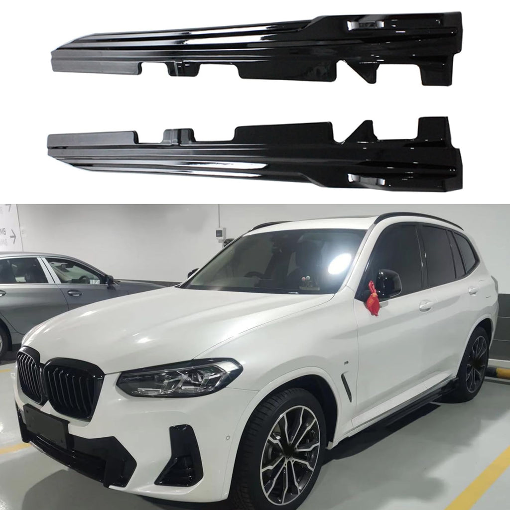 Side Skirts Compatibility with 2018-2023 X3 X3M G01 X4 X4M G02 Rocker Panel Door Extension Lips Pair Diffuser Bumper Lip Splitter (Gloss Black)