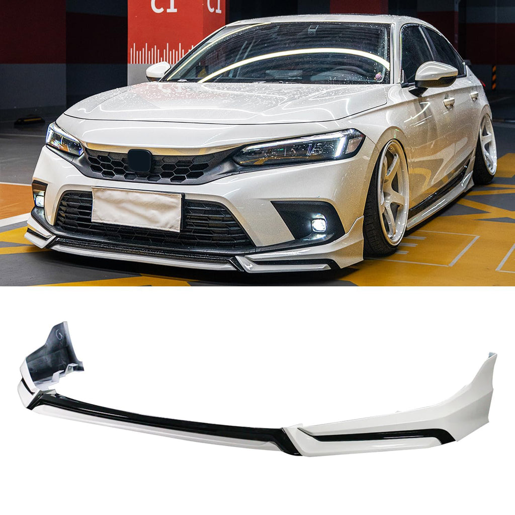 Front Lip Compatibility with 2022-2024 Civic Yofer Style Front Bumper Chin Lip Splitter Spoiler Kit Black White