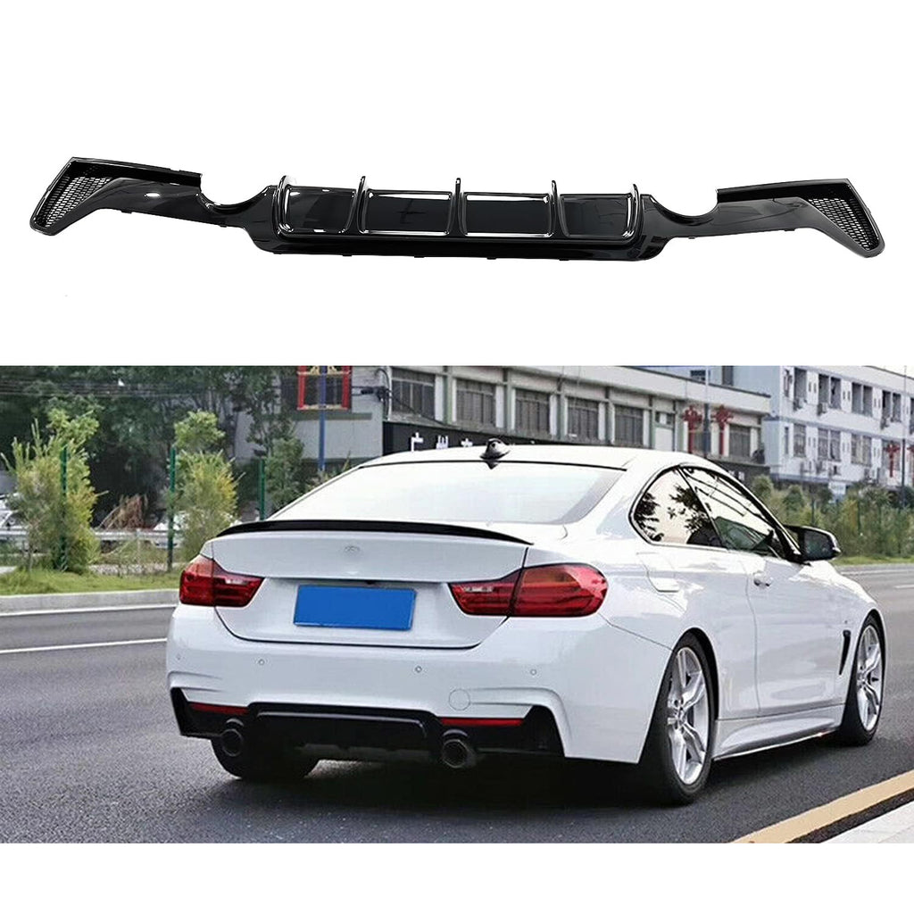 Compatibility with 2014-2020 BMW 4 Series F32 F33 F36 M Sport Rear Diffuser Bumper Chin Lip Gloss Black