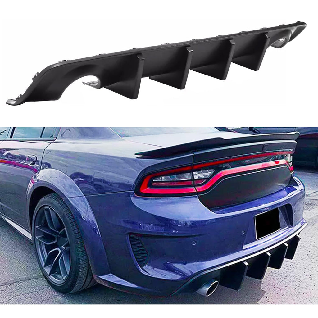 Rear Diffuser Lip Compatibility with 2020-2024 Charger Widebody SRT Hellcat Scat Pack Rear Bumper Chin Diffuser Kit Spoiler Splitter (Matte Black)