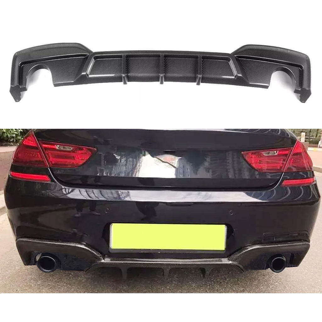 Rear Lip Compatibility with 2012-2018 6 Series F06 F12 F13 640i 650i M Sport Rear Bumper Chin Diffuser Lip Kit Spoiler Splitter (Carbon Fiber Style)