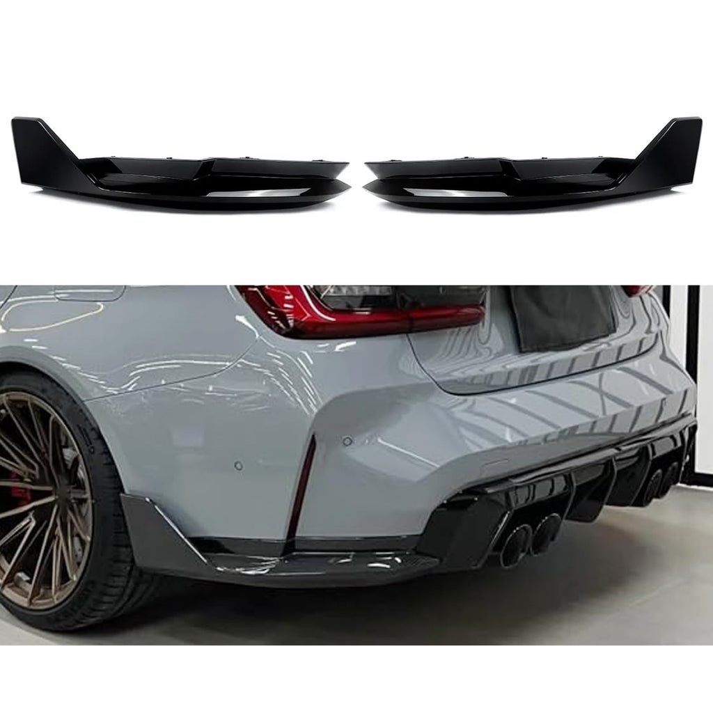 Rear Bumper Side Corner Splitter Compatibility with 2021-2024 G80 G81 M3 MP Style Rear Side Winglets Decorative Trim 2PCS (Gloss Black)