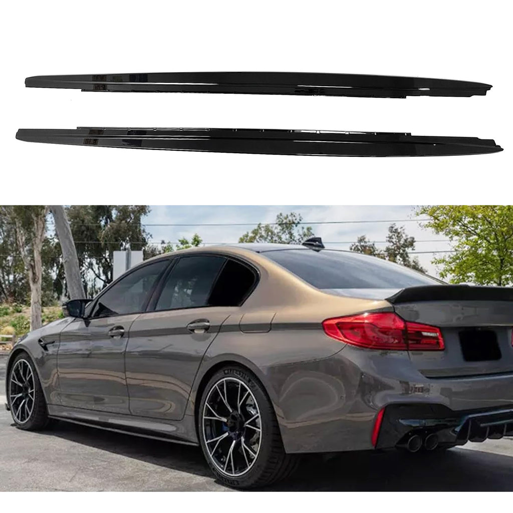 Side Skirts Compatibility with 2017-2022 5 Series G30 G31 F90 M5 Rocker Panel Line Door Extension Lips Pair Diffuser Bumper Lip Splitter (Gloss Black)