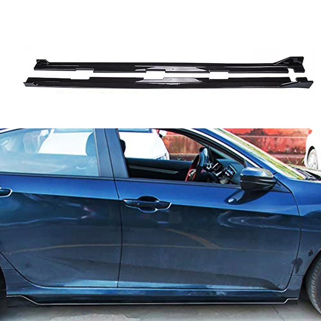 Side Skirts Compatibility with 2016-2021 Civic 10th Gen Sedan 4DR Rocker Panel Door Extension Lips Body Kit Gloss Black