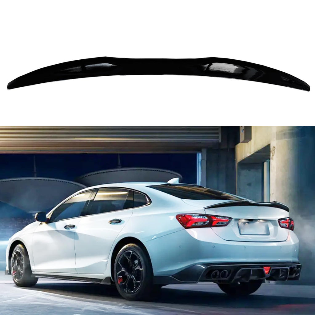 Rear Spoiler Compatibility with 2016-2024 Malibu Rear Highkick Trunk Wing Lid Trim Spliter Gloss Black