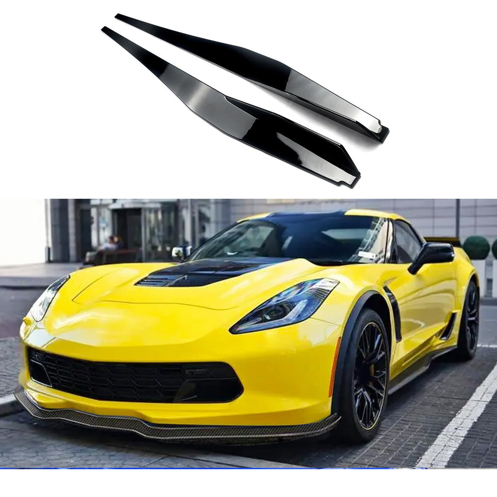 Side Skirts Compatibility with 2020-2023 Corvette C8 Rocker Panel Door Extension Lips Pair Diffuser Bumper Lip Splitter Gloss Black