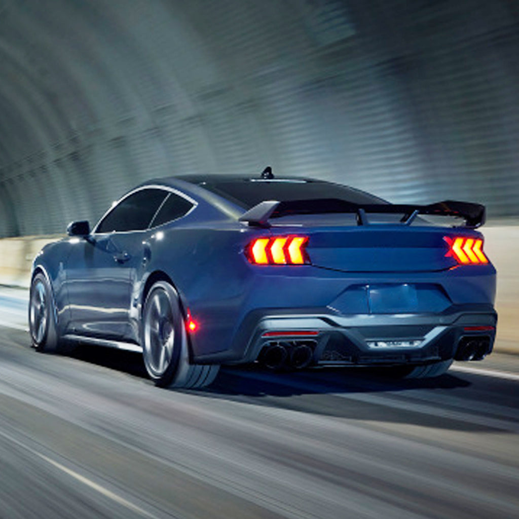 Spoiler for 2024 2025 Mustang DH Performance Style Rear Trunk Wing Lid Spliter W/Smoke Gurney Flap Gloss Black