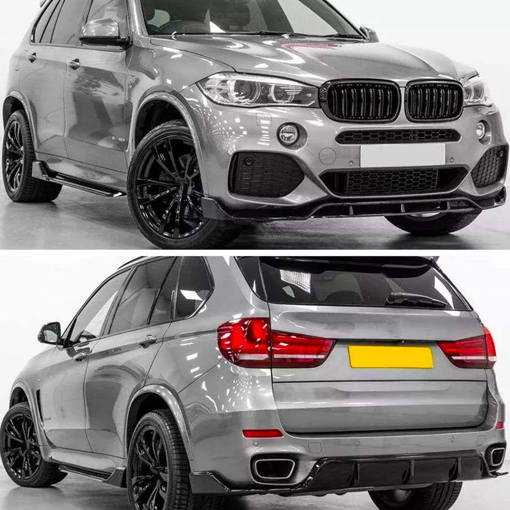 Body Kit Compatibility with 2013-2018 X5 F15 M Tech Front Chin Lip Rear Diffuser Bumper Lip Side Skirts Spoiler Splitter Gloss Black