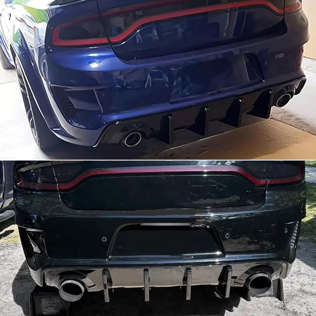 Rear Diffuser Lip Compatibility with 2020-2024 Charger Widebody SRT Hellcat Scat Pack Rear Bumper Chin Diffuser Kit Spoiler Splitter (Gloss Black)