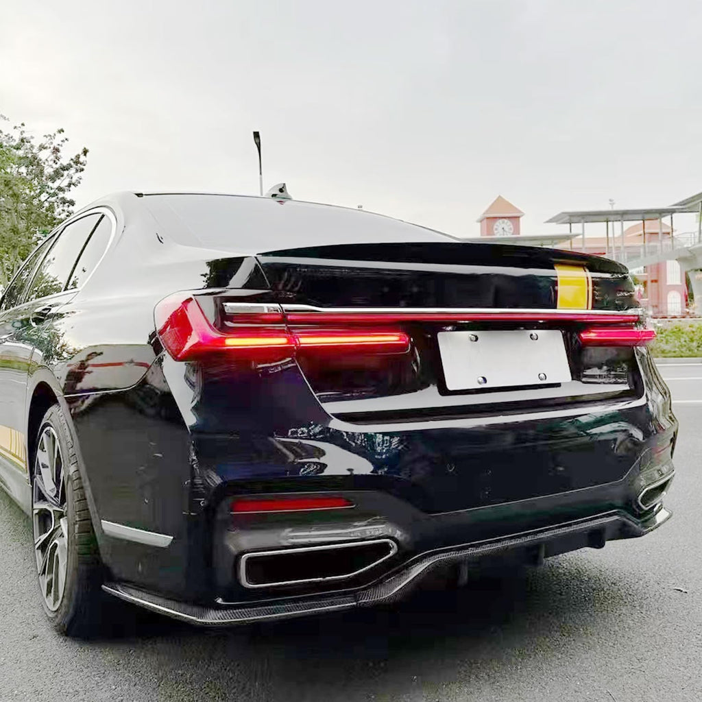 Rear Diffuser Compatibility with 2019-2022 7 Series G11 G12 M Sport Rear Bumper Chin Diffuser Kit Spoiler Splitter (Carbon Fiber Style)