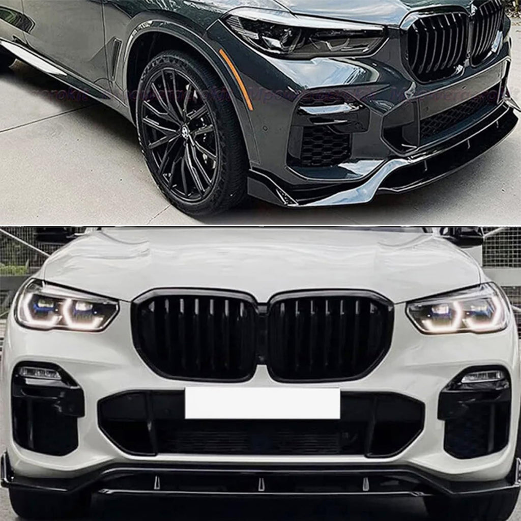 For 2019-2023 X5 G05 M Sport Front Bumper Lower Valance Chin Lip Splitter Spoiler Kit (Gloss Black)