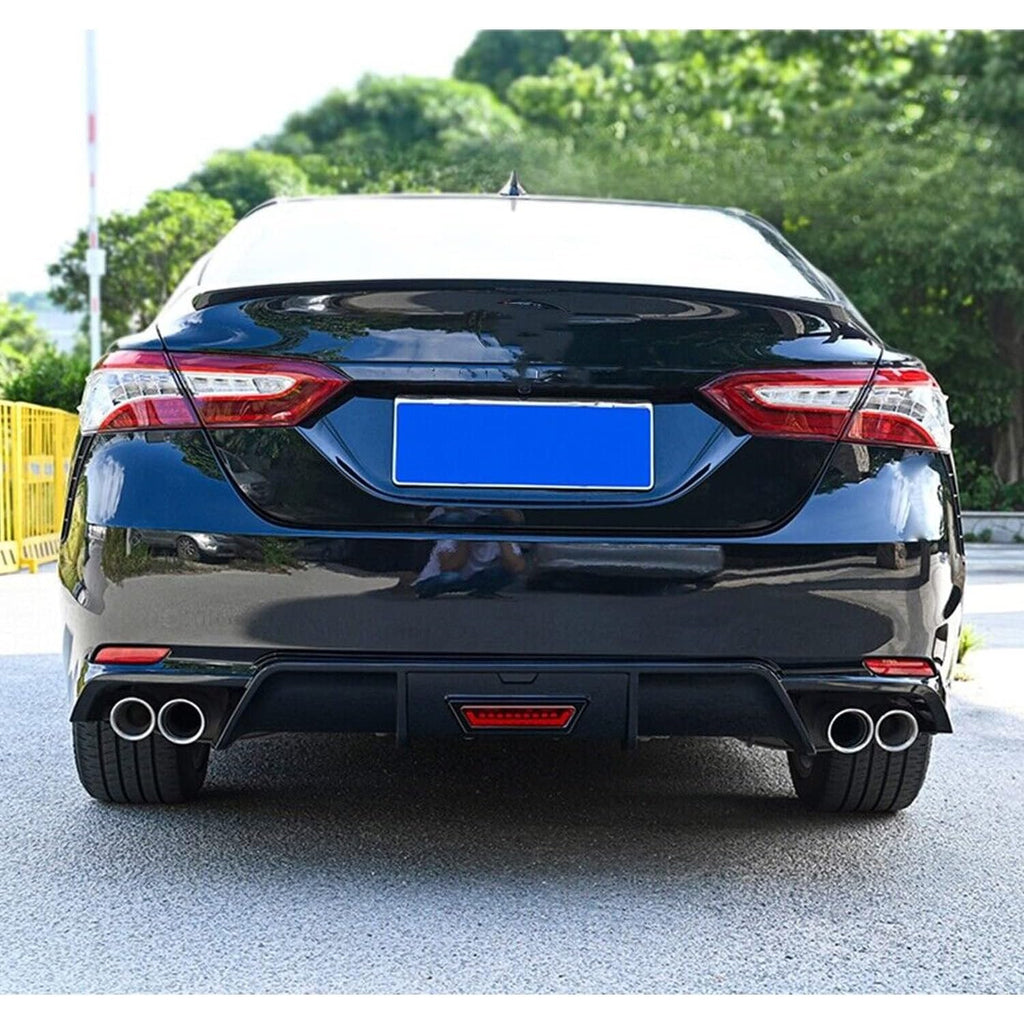 Rear Lip Bumper Diffuser Compatibility with 2018-2022 Camry Rear Bumper Body Splitter Valance Lip with LED Brake Light Gloss Black