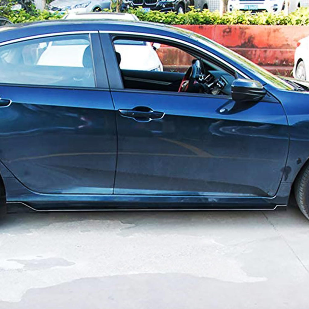 Side Skirts Compatibility with 2016-2021 Civic 10th Gen Sedan 4DR Rocker Panel Door Extension Lips Body Kit Gloss Black
