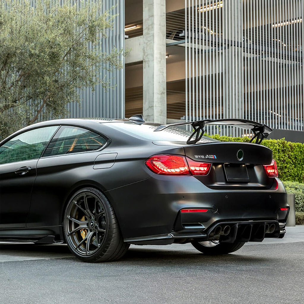 Compatibility with 2014-2020 BMW F80 M3 Sedan F82 F83 M4 with M Sport Rear Bumper Diffuser Lip V Style Spoiler Body Kits Carbon Fiber Style