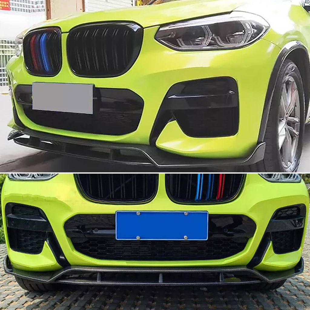 For 2018-2020 X3 X4 G01 G02 M Sport Front Chin Diffuser Lip Air Dam ABS Splitter Spoiler (Carbon Fiber Style)