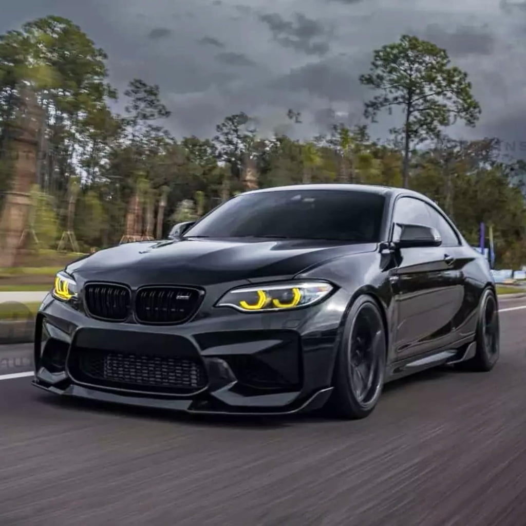 Front Bumper Lip Compatibility with 2019-2021 F87 M2 CS Style Front Chin Diffuser Lip Air Dam Splitter Spoiler (Gloss Black)