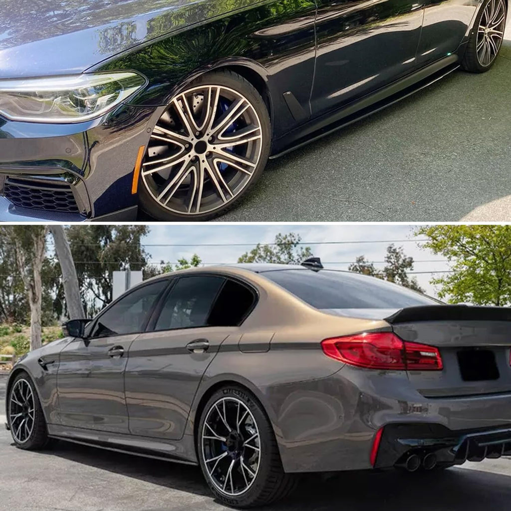 Side Skirts Compatibility with 2017-2022 5 Series G30 G31 F90 M5 Rocker Panel Line Door Extension Lips Pair Diffuser Bumper Lip Splitter (Gloss Black)