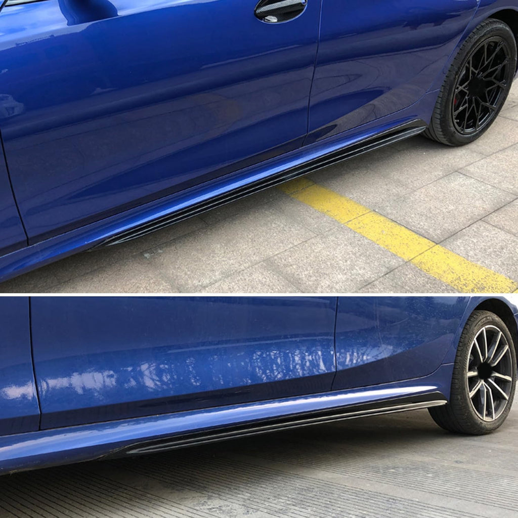 Side Skirts Compatibility with 2019-2022 3 Series G20 G28 M Sport Rocker Panel Line Door Extension Lips Pair Diffuser Bumper Lip Splitter (Gloss Black)