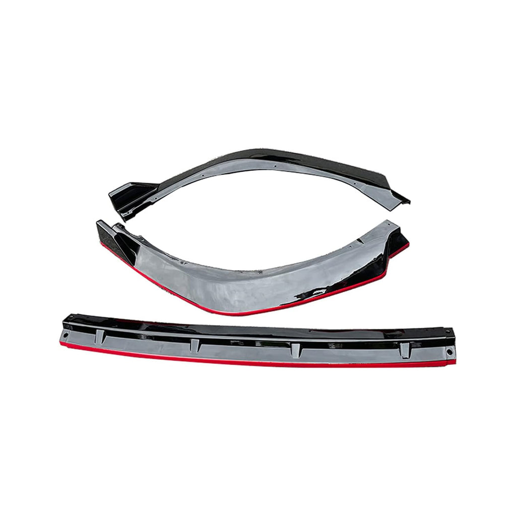 Compatibility with 2021-2022 Camry XLE LE Front Bumper Lip Front Chin Lip Spoiler Splitter Gloss Black with Red Line 3PCS