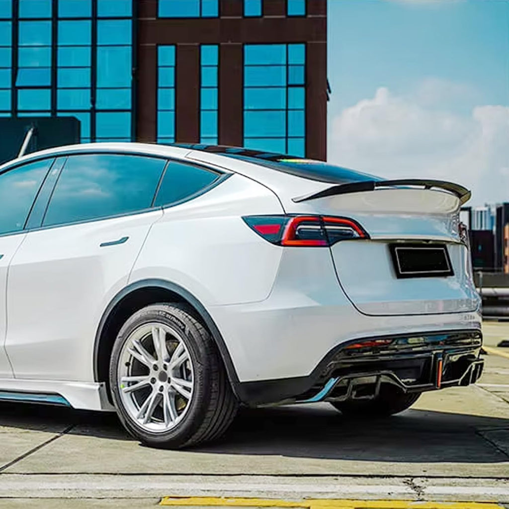 Rear Diffuser Lip Compatibility with 2020-2023 Model Y Yofer Style Rear Bumper Diffuser Spoiler Splitter with Light Gloss Black