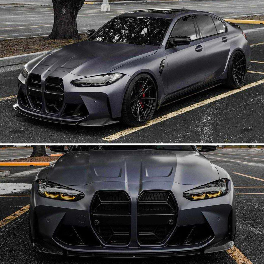 Front Grille Compatibility with 2021-2024 G80 M3 G82 G83 M4 CSL Style Front Bumper Grill Cover Replacement Gloss Black