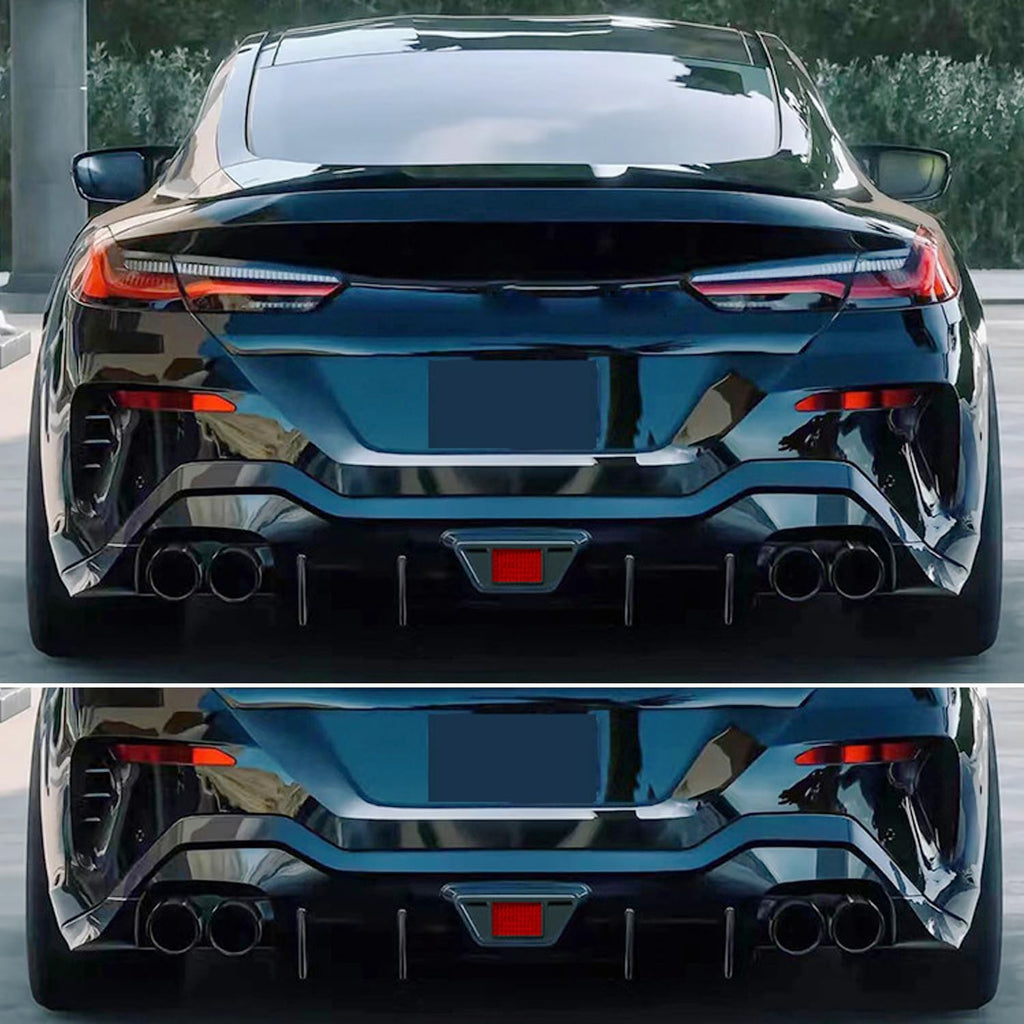 Rear Diffuser Compatibility with 2019-2023 8 Series G16 M Sport 4 Door Rear Bumper Chin Diffuser Kit Spoiler Splitter with Light (Gloss Black)