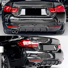 Load image into Gallery viewer, Rear Diffuser Compatibility with 2014-2020 4 Series F32 F33 F36 420i 420d 428i 430i M Sport Rear Bumper Diffuser Lip Single Exhaust Two Outlet Spoiler Splitter (Carbon Fiber Style)