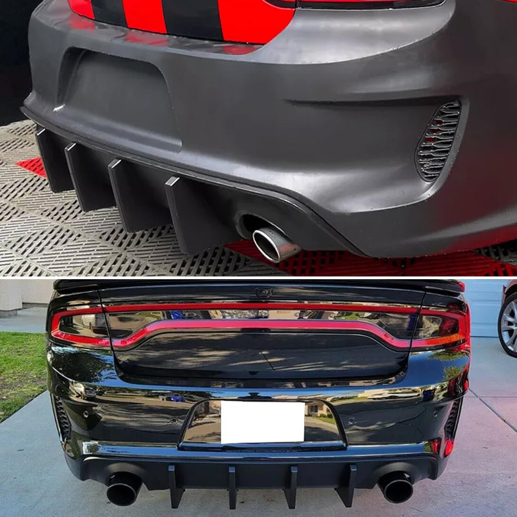Rear Diffuser Lip Compatibility with 2020-2024 Charger Widebody SRT Hellcat Scat Pack Rear Bumper Chin Diffuser Kit Spoiler Splitter (Matte Black)