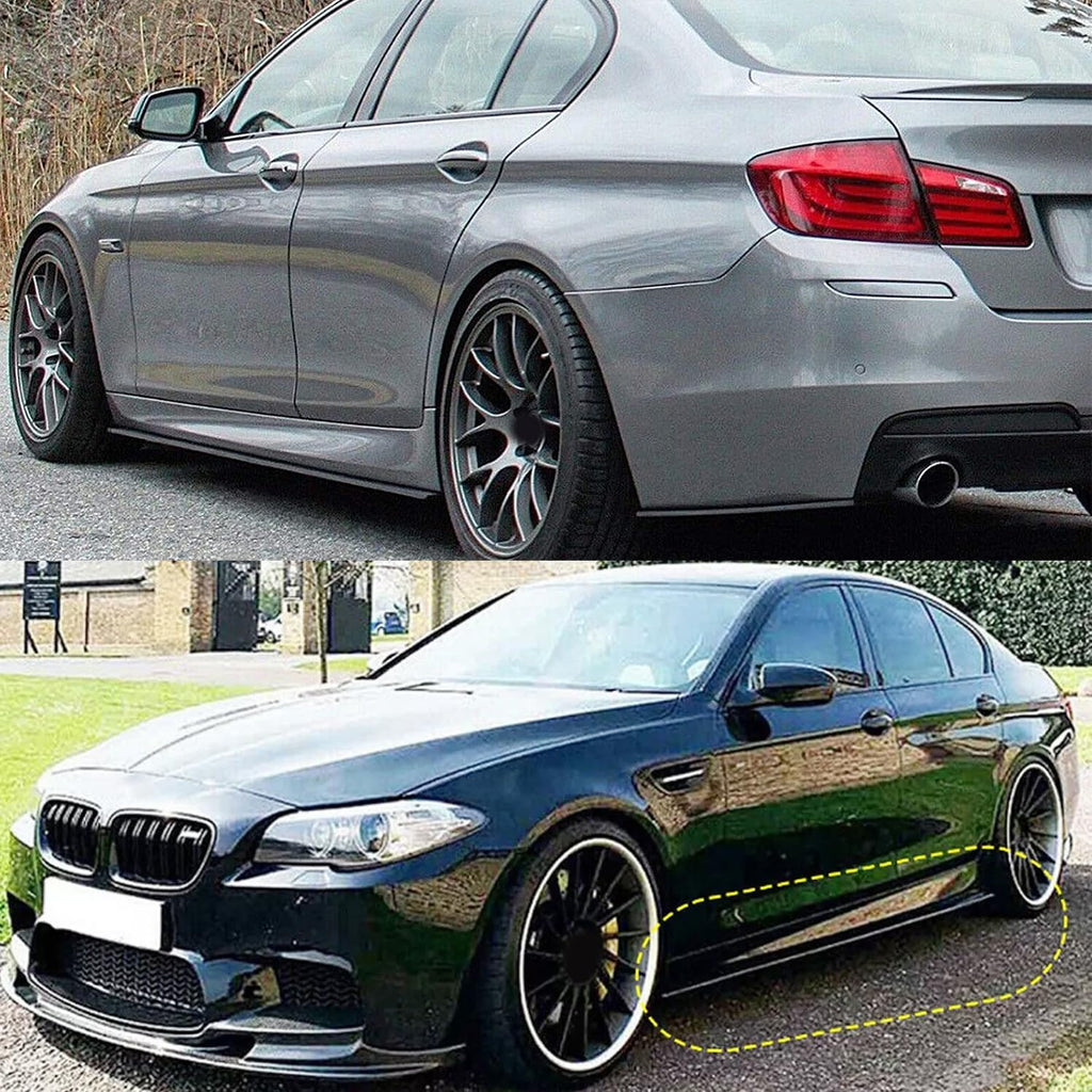 Side Skirts Compatibility with 2011-2016 5 Series F10 MP Style Rocker Panel Door Extension Lips Pair Diffuser Bumper Lip Splitter (Gloss Black)
