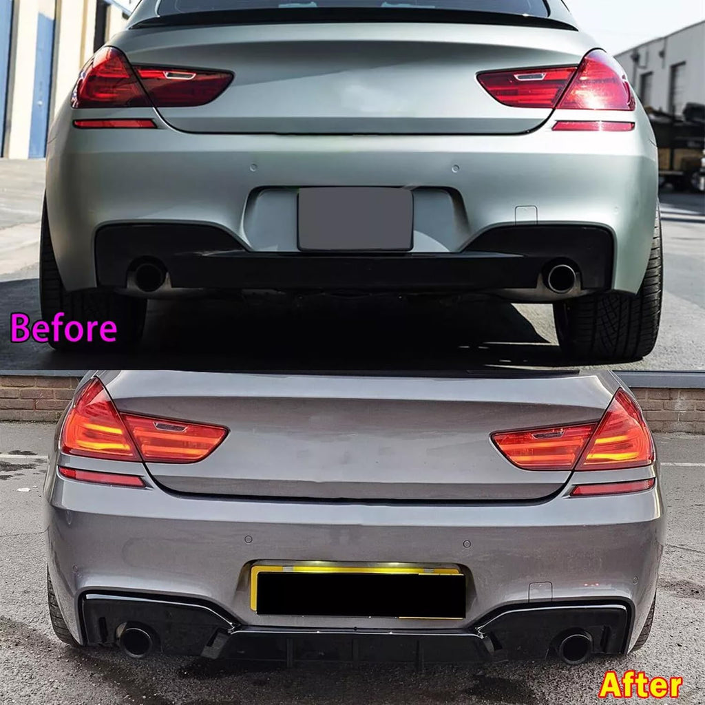 Rear Lip Compatibility with 2012-2018 6 Series F06 F12 F13 640i 650i M Sport Rear Bumper Chin Diffuser Lip Kit Spoiler Splitter (Gloss Black)