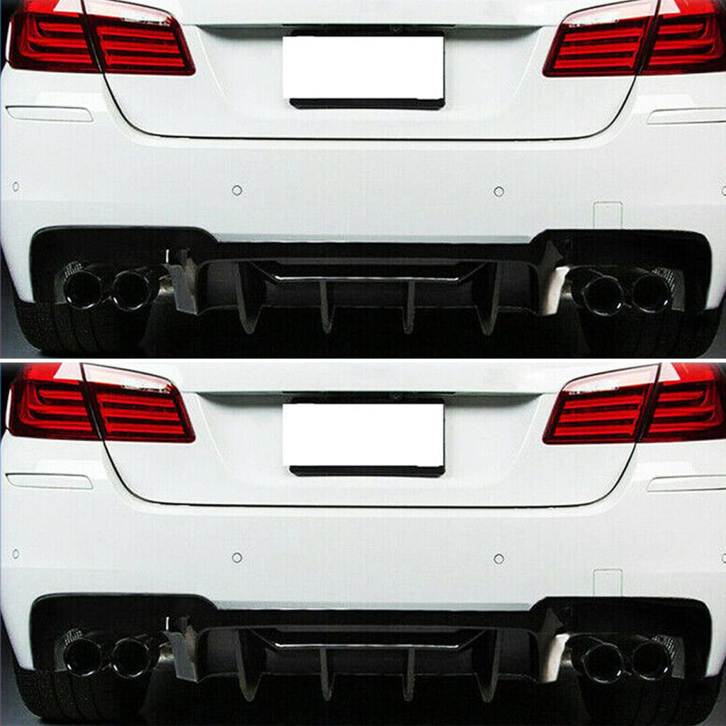 Rear Diffuser Compatibility with 2011-2016 5 Series F10 M5 M Sport Rear Bumper Chin Lip Quad Exhaust Spoiler Splitter (Gloss Black)