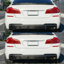 Load image into Gallery viewer, Rear Diffuser Compatibility with 2011-2016 5 Series F10 535i M Sport MP Style Rear Bumper Chin Lip Spoiler Splitter (Carbon Fiber Style)