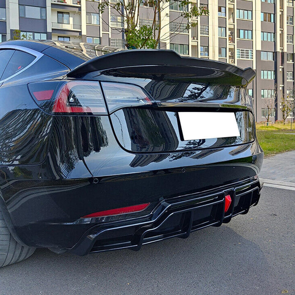 Spoiler Compatibility with 2017-2023 Model 3 PSM Style Rear Trunk Spoiler Wing Lid Car Styling Kits Splitter Gloss Black