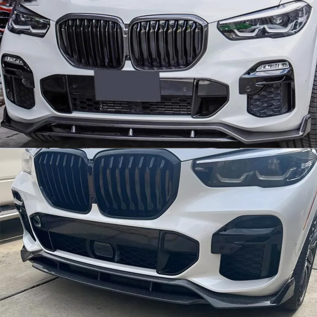 For 2019-2023 X5 G05 M Sport Front Bumper Lower Valance Chin Lip Splitter Spoiler Kit (Carbon Fiber)