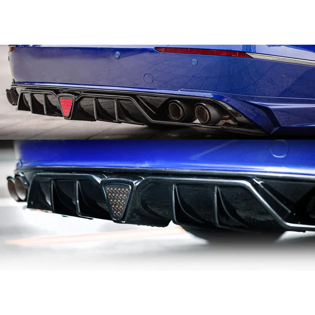 Rear Lip Compatibility with 2018-2022 Accord 10th Rear Bumper Diffuser Lip with W/LED Brake Light + Blue Corner Apron Spats Gloss Black Rear Bumper Lip