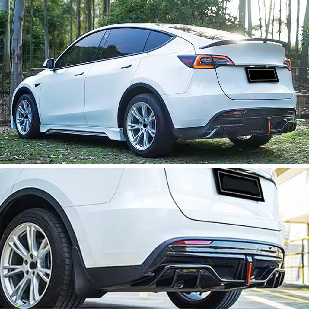 Rear Diffuser Lip Compatibility with 2020-2023 Model Y Yofer Style Rear Bumper Diffuser Spoiler Splitter with Light Gloss Black