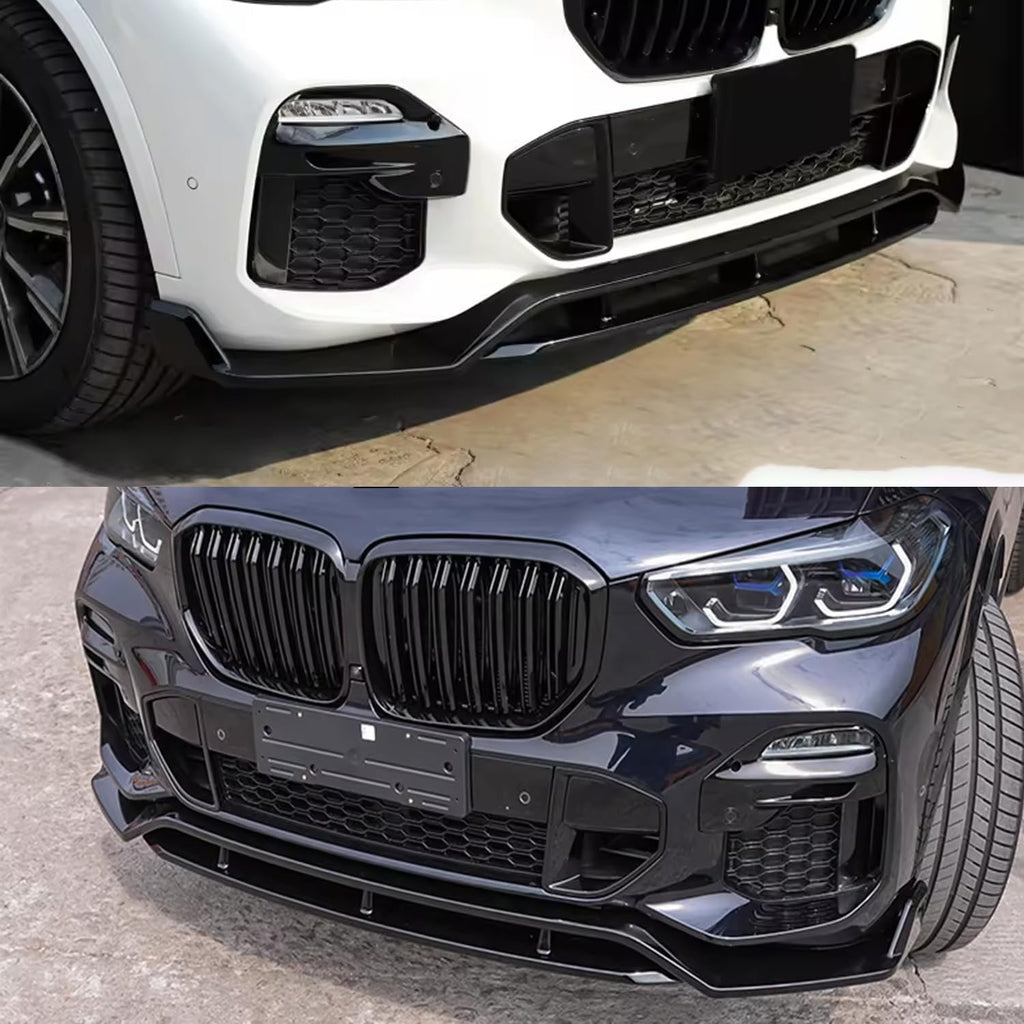 For 2019-2023 X5 G05 M Sport Front Bumper Lower Valance Chin Lip Splitter Spoiler Kit (Gloss Black)