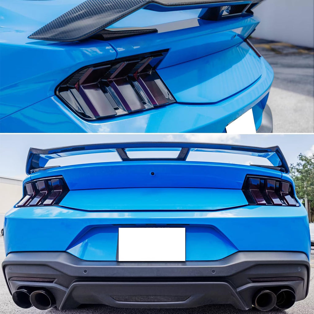 Tail Light Cover Compatible with 2024 2025 Mustang GT S650 Dark Horse Ecoboost Rear Brake Lamp Decorative Sticker Taillight Lens Cover Smoke Black